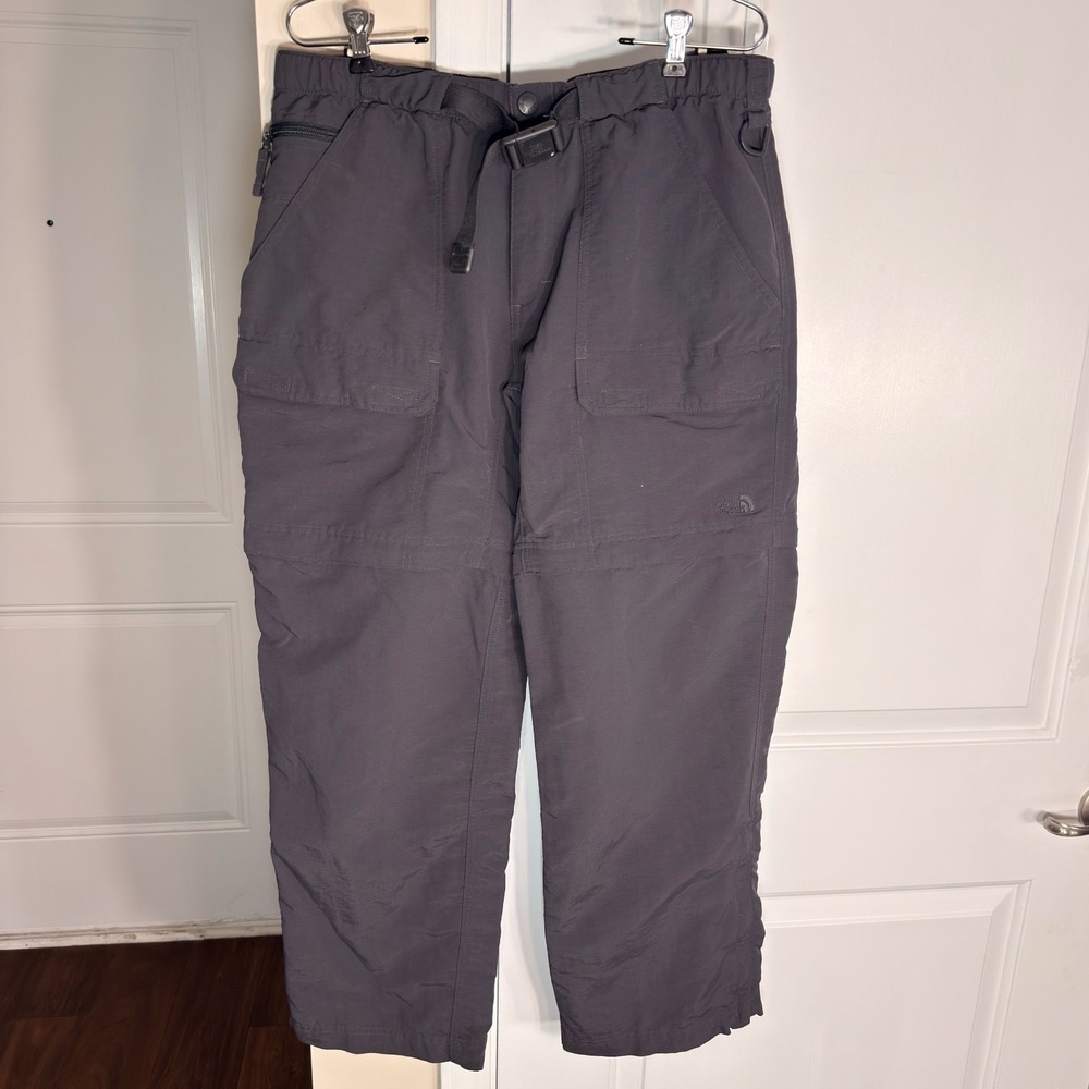 The North Face Convertible Cargo Hiking Pants Gray Zip Off Mens Large Short L/G
